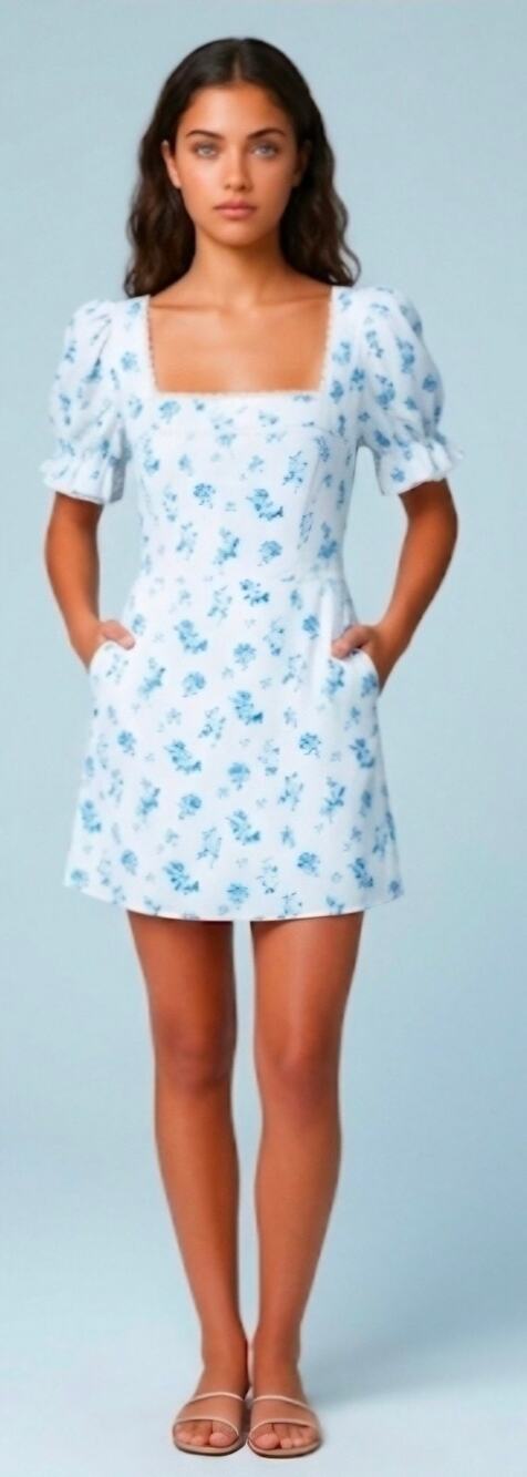 #90 MSRP $45 NWT HTZMO FLORAL PUFF SLEEVE SUNDRESS ♡ SIZE L ♡
